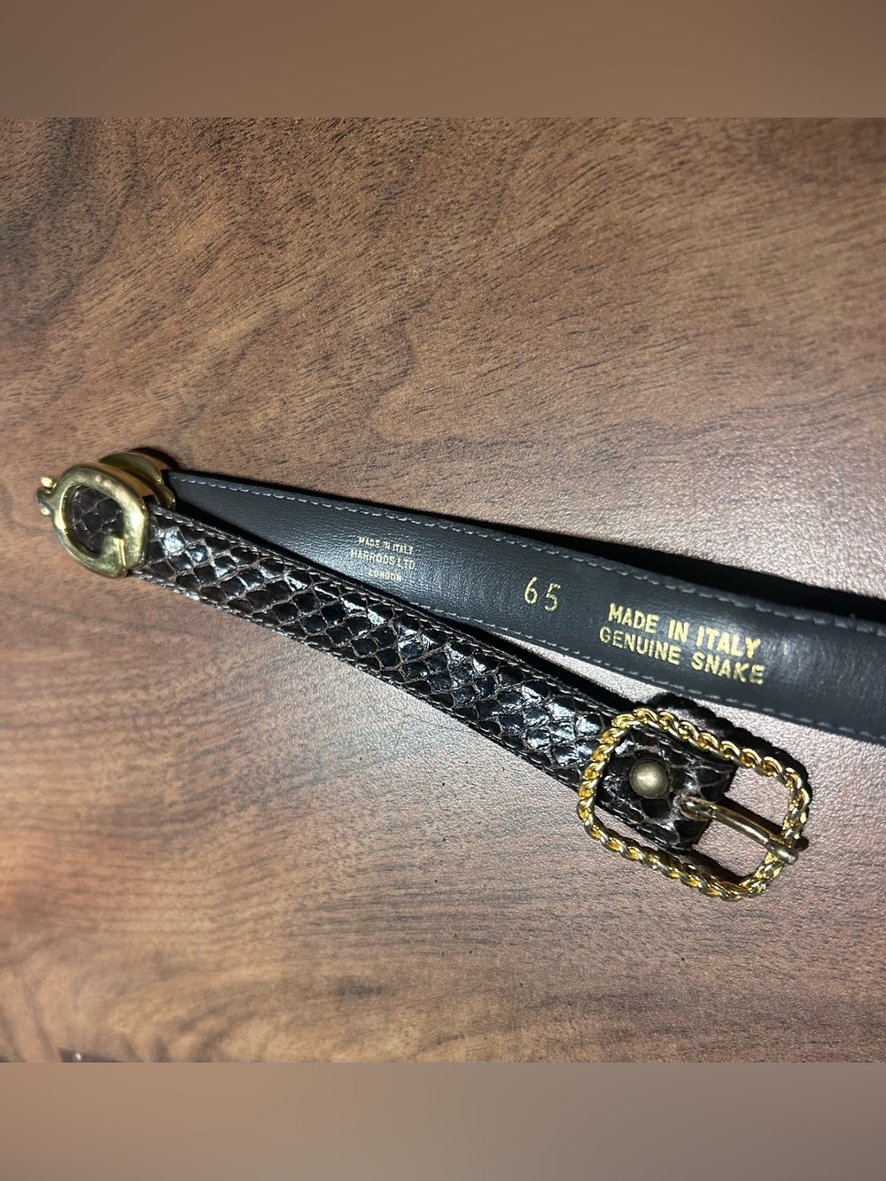 Vintage Harrods Ltd. London Genuine Snakeskin‎ Belt Made In Italy